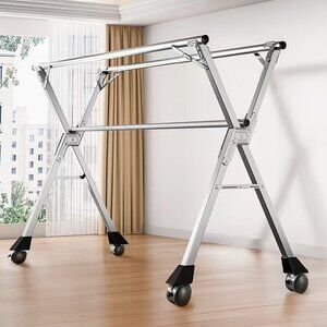 SOGA 2.0m Portable Standing Clothes Drying Rack with Wheels